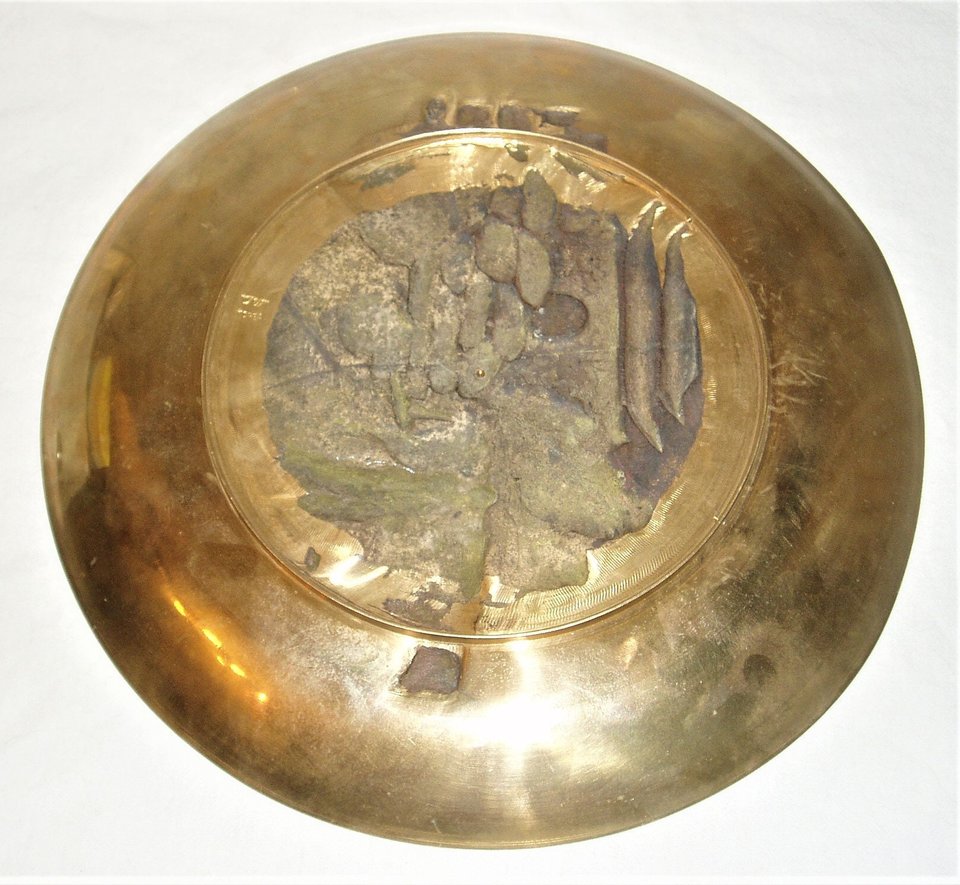 Brass Plate, Ox Cart, Made in Korea