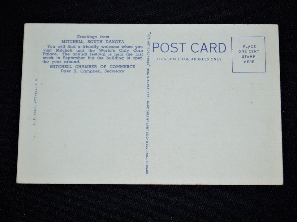 Postcard, Corn Palace, Mitchel South Dakota, 1937, Add'l Cards Ship Free