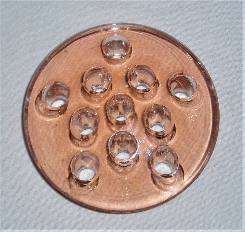 Pink Glass Flower Frog, 11 Holes