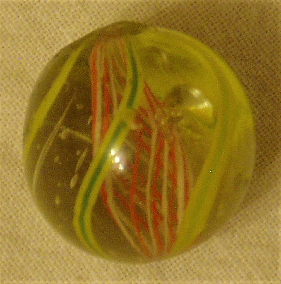 Antique German Marble, Latticinio Core, Alternating Colors, Free USA Shipping