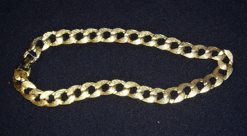 Vintage Napier Choker or Short Necklace, Gold tone, 17"