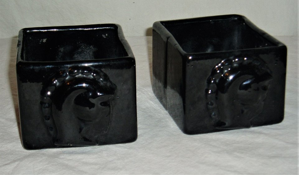 Trojan Horse Planters, Pair, Black, Perfect for Succulents