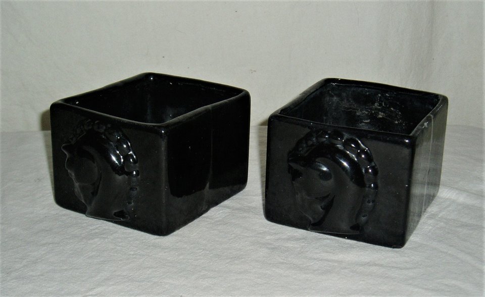 Trojan Horse Planters, Pair, Black, Perfect for Succulents