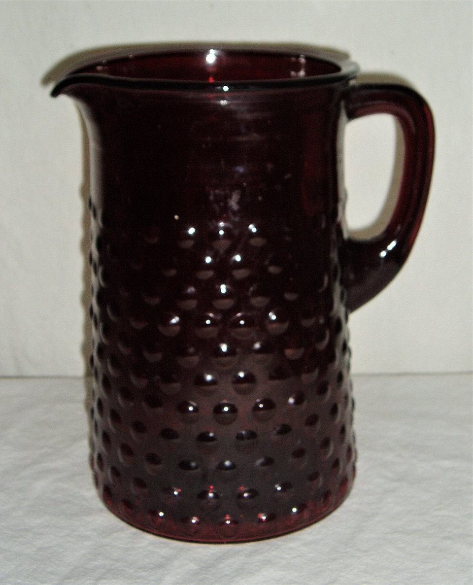 Anchor Hocking Pitcher, Ruby Red Hobnail