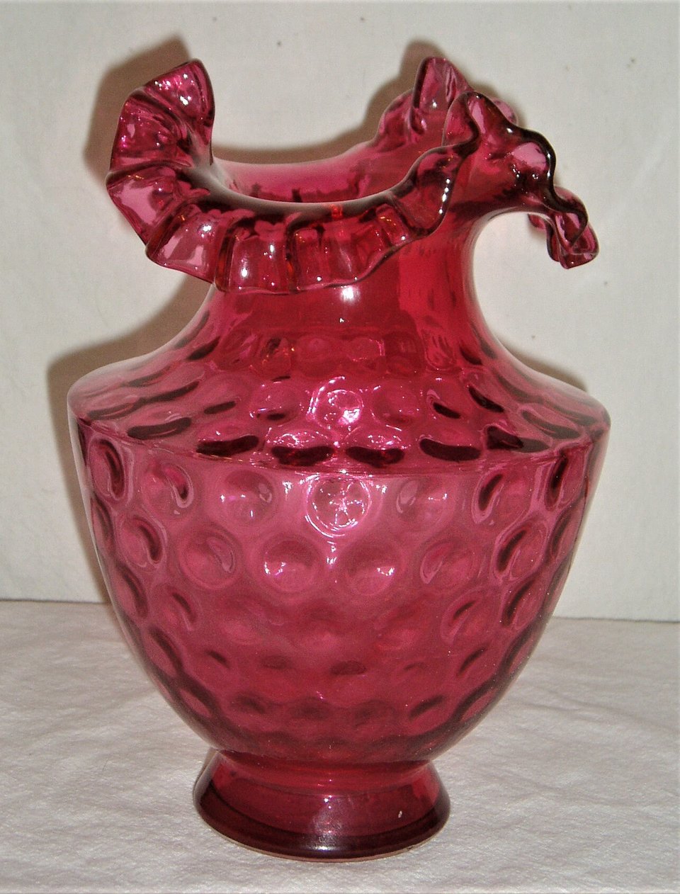 Fenton Polka Dot in Ruby Overly Vase