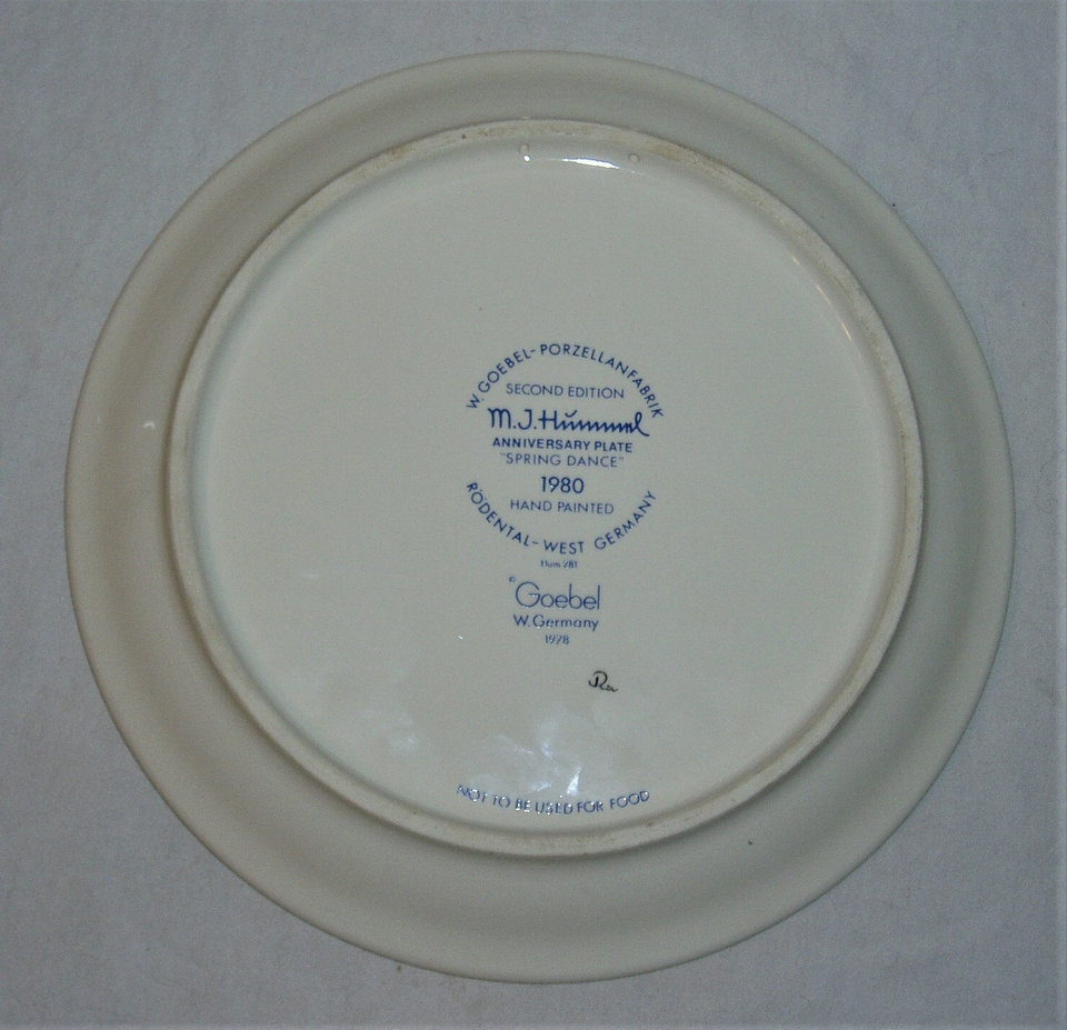 Hummel Goebel Anniversary Plate, 1980, Spring Dance