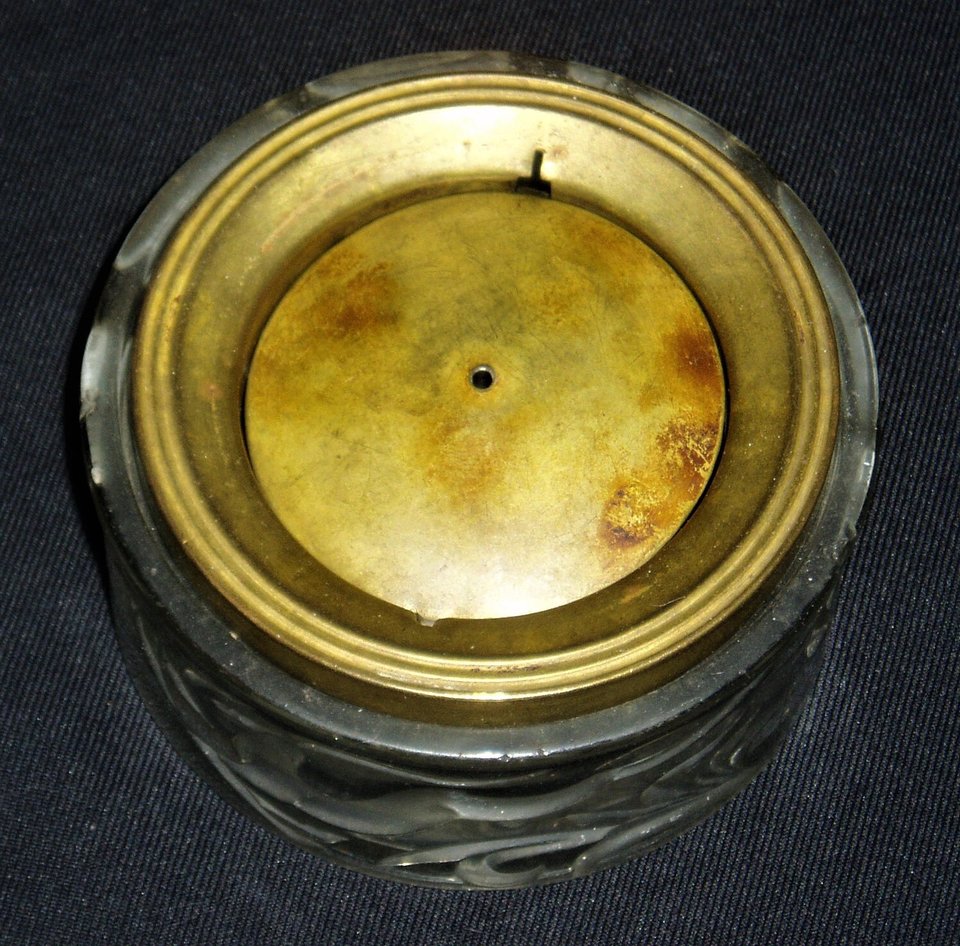 Chase Gazelle Ashtray, Art Deco Intaglio Glass and Brass