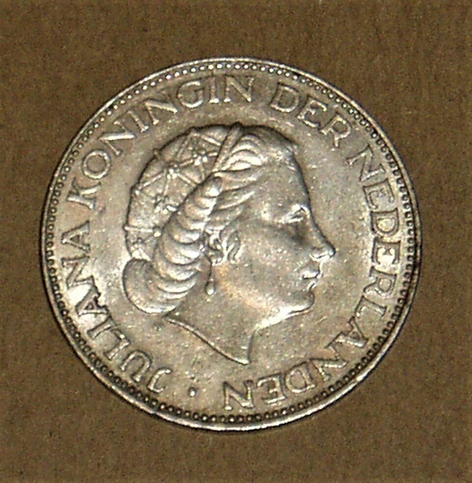 Netherlands 2 1/2 Gulden Silver Coin, 1960