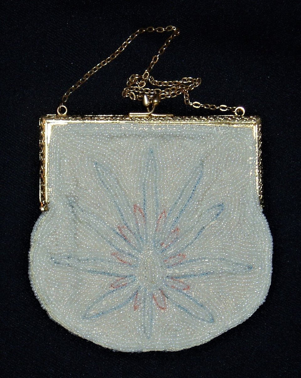 Vintage French Purse, Micro-Beads, Floral Design