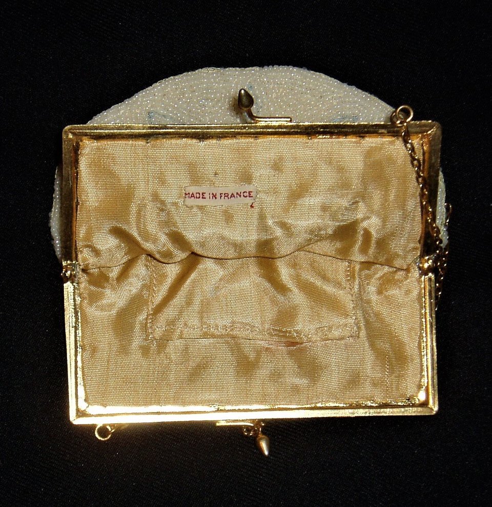 Vintage French Purse, Micro-Beads, Floral Design