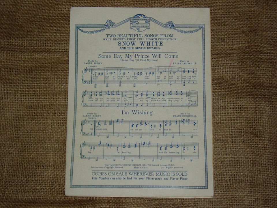 Sheet Music, Bing Crosby, Irving Berlin, Walt Disney, There's a Gold Mine in the Sky