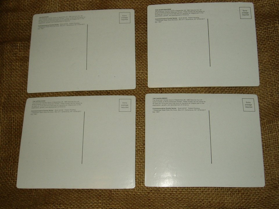 Horses, USPS Puzzle Postcards, Set/4,Scott #2155-2158