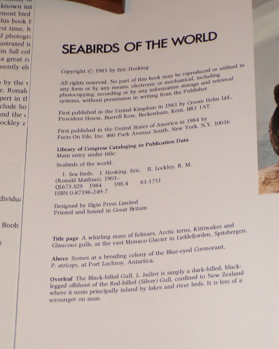 Seabirds of the World, Vintage Book, First Edition