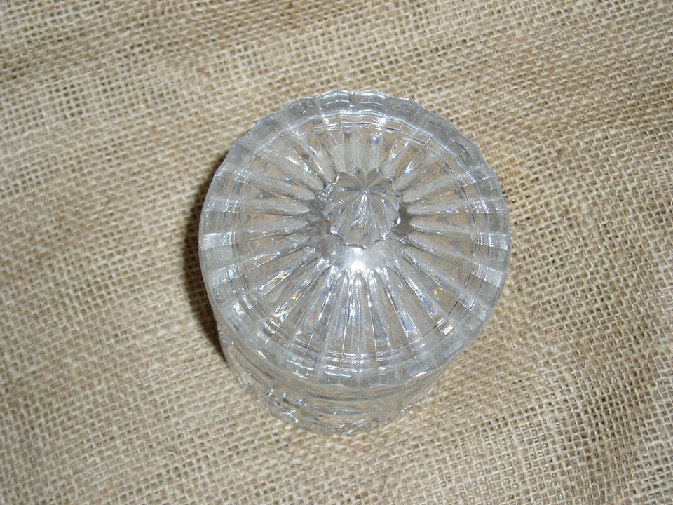 Covered Jar, Leaded Glass Slovakia, Original Sticker, Jar with Lid