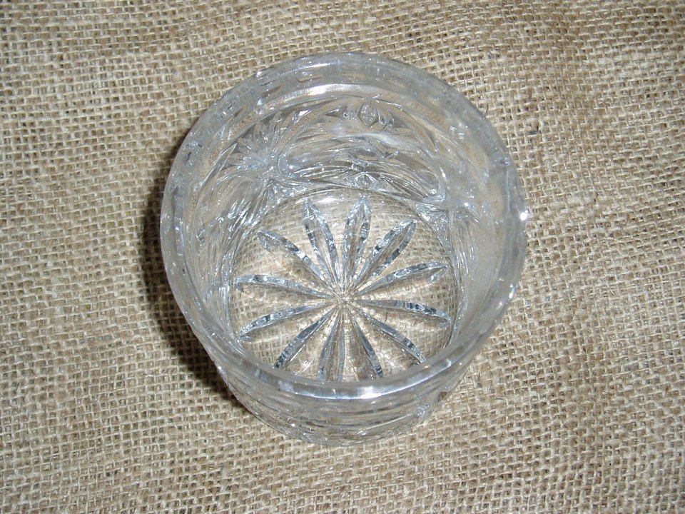 Covered Jar, Leaded Glass Slovakia, Original Sticker, Jar with Lid