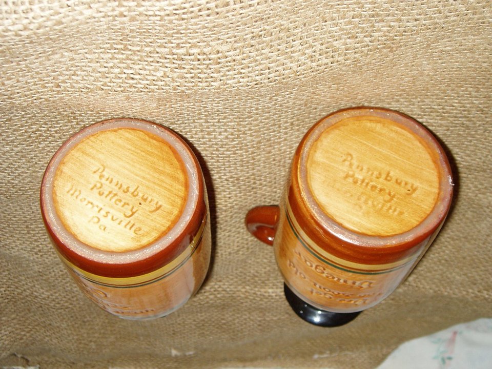 Vintage Pennsbury Pottery Oil and Vinegar, Amish Couple, Morrisville Pennsylvania