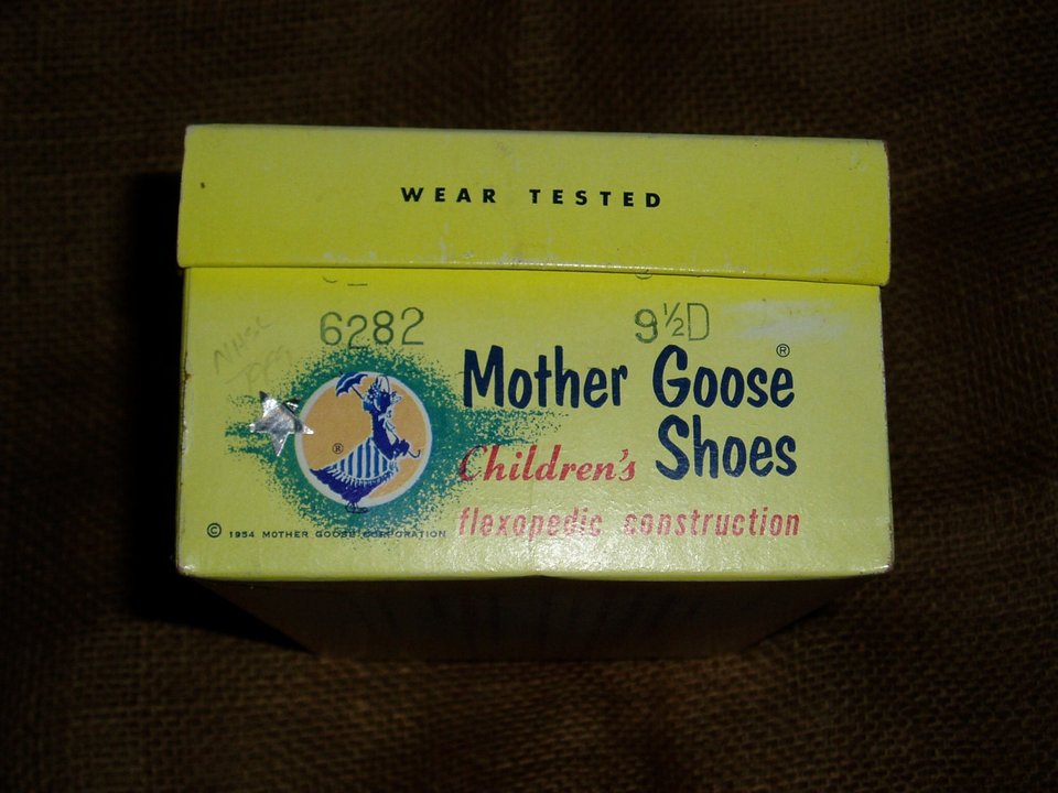 Vintage Advertising, 1954 Mother Goose Shoebox with Stamp Collection