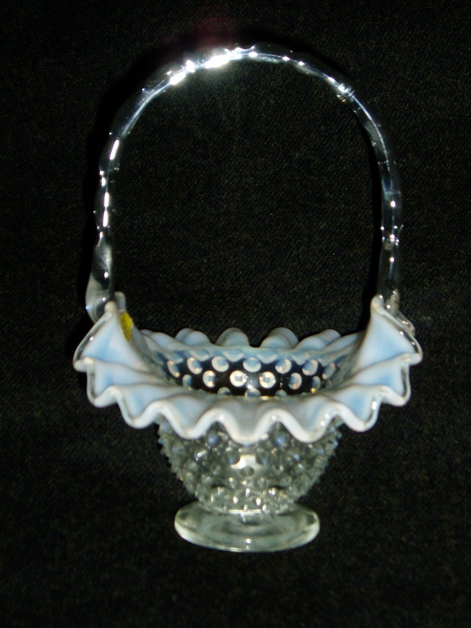 Vintage Fenton Basket, White Opalescent