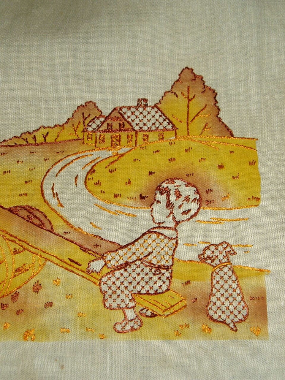 Tinted Embroidery Nursery Rhyme,  See-Saw Marjory Daw, Pillow Top / Frame