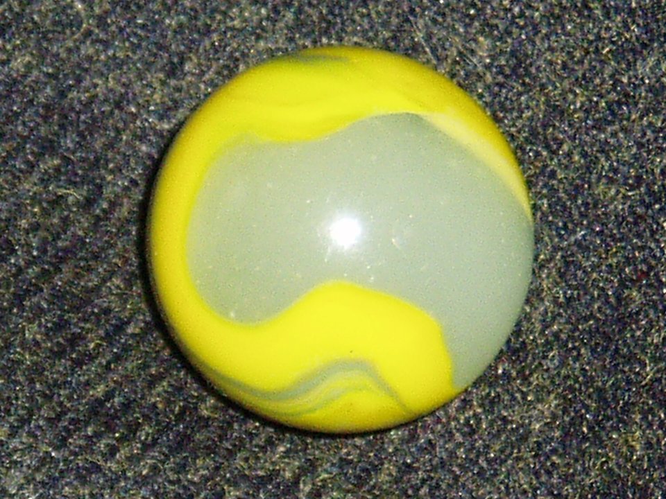 Vintage Glass Marble, Akro Agate Ace, Yellow, Large 1", Free USA Shipping