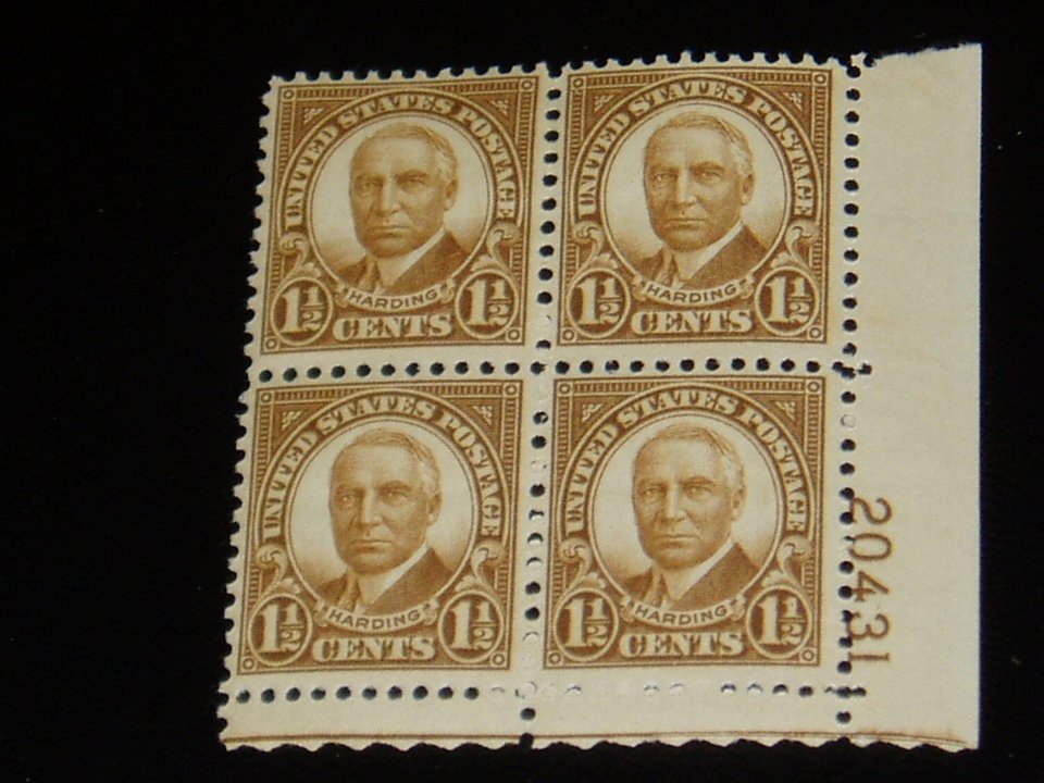 USA Mint Stamp, Plate Block 633, Warren Harding, c. 1927