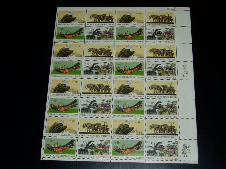 USA Mint Stamp Sheet, 1387 - 1390, Natural History Issue, VF, NH, Vintage 1970