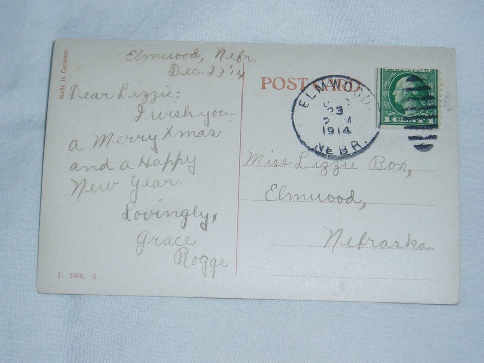 Postcard, RPPC, Real Photo Child Angel, Violin, and Candle Tree, 1914