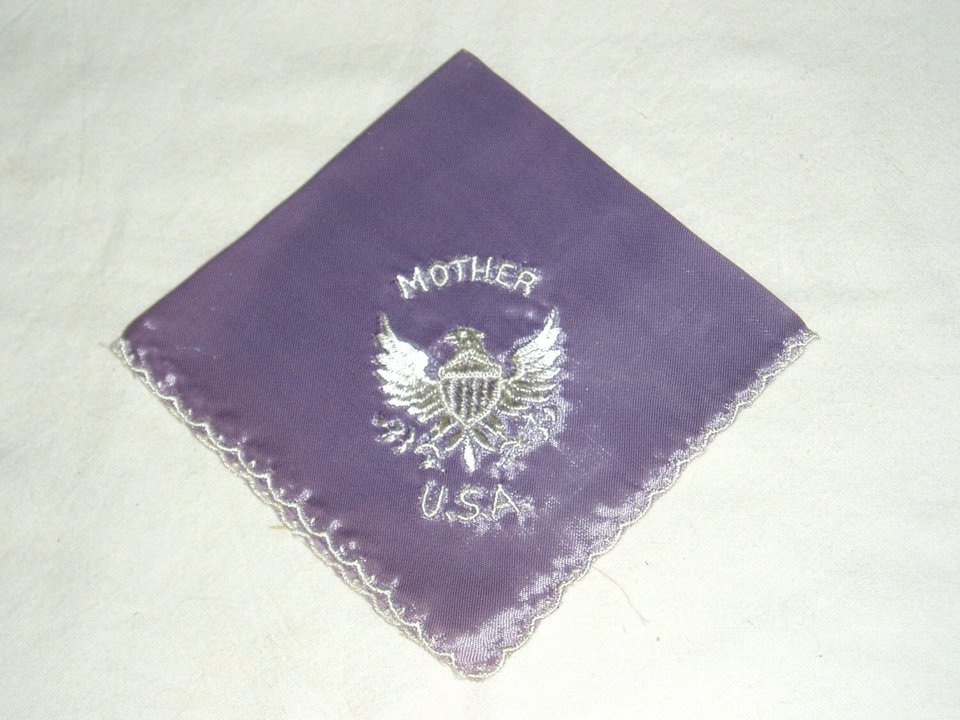 Army Mother Silk Hanky Hankie Handkerchief, Purple
