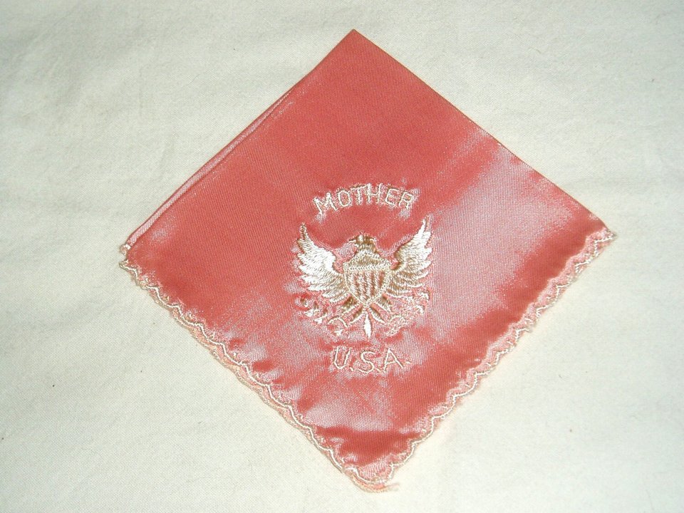 Army Mother Silk Hanky Hankie Handkerchief, Pink