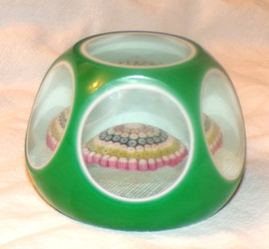 Baccarat Paperweight,  Windows with Mushroom Millefiori Flower