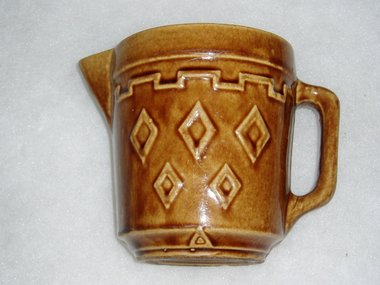 Antique Stoneware Pitcher, Diamond Pattern, Western Monmouth, 1930's-40's