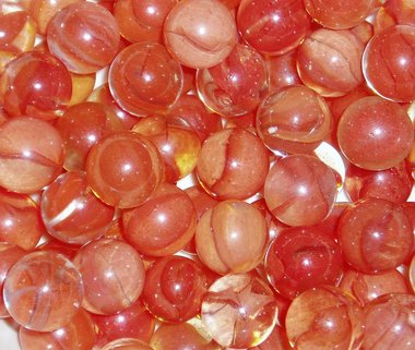 Vintage Cat's-Eyes Marbles x 30, Red-Orange
