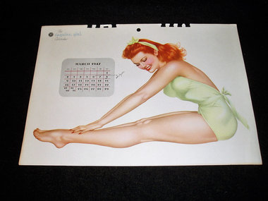 Pinup Calendar Page, Esquire March 1947 Vargas
