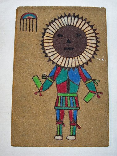 Navajo Sand Painting on Wood Plaque