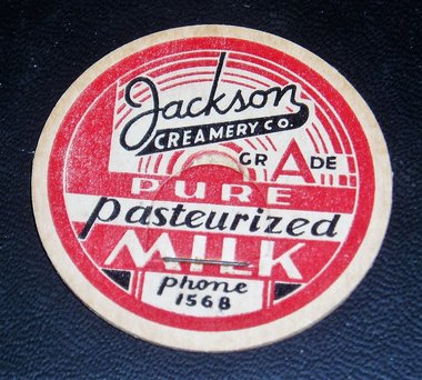 Milk Bottle Lids x 3, Jackson Creamery, Antique