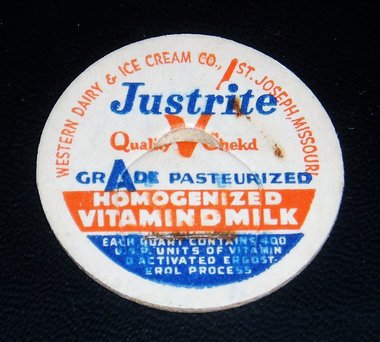 Milk Bottle Lids x 6, Western Dairy & Ice Cream, St. Joseph Mo.