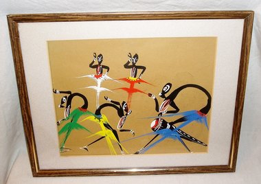 Kenyan Tribal Art, Painting, Kenyan Dancers