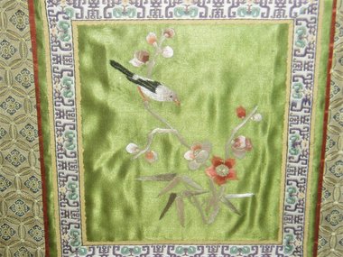 Silk Bird Hanky, Framed and Matted