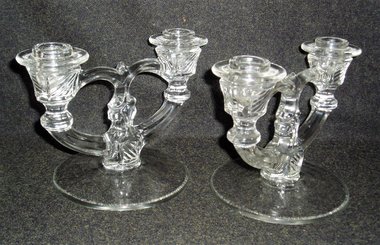 Pair, Indiana Glass 2-Lite Candlestick, No. 370