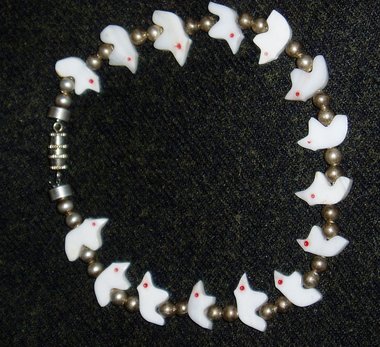 Bracelet/Anklet/Choker, Sterling Silver and Shell Bear Fetish