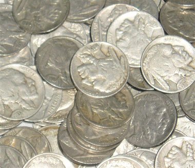 Buffalo Nickels x 25, Full Date, 1930's, Coin Collecting, Jewelry Supplies