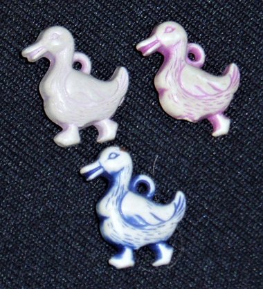 Antique Buttons/Charms, Ducks, Realistic Goofies, Plastic, Set/3, Group #5