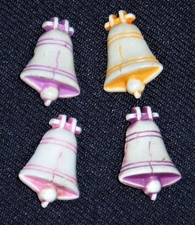 Antique Buttons, Patriotics - Liberty Bell, Realistic Goofies, Plastic, Set/4, Group #6
