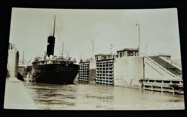 RPPC Entering Davis Lock, Sault Ste Marie, Steamer Willis L King, Great Lakes Freighter, Free USA Shipping