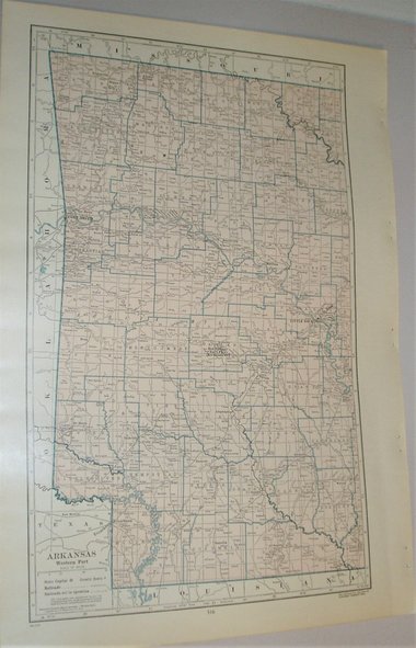 Map Page, Arkansas, 1932, Large 13.5" by 19.75" 2 Full Pages