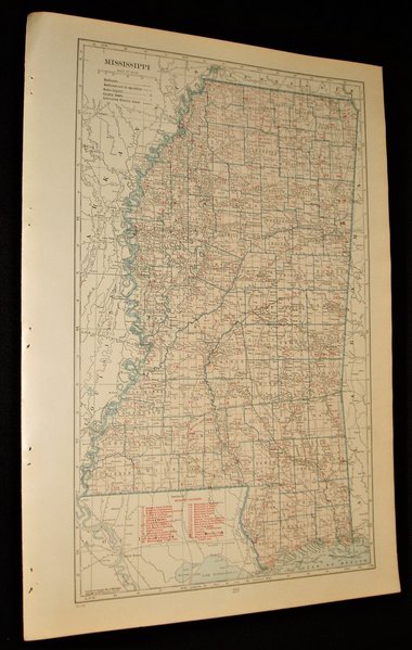Map Page, Mississippi, 1932, Large 13.5" by 19.75"