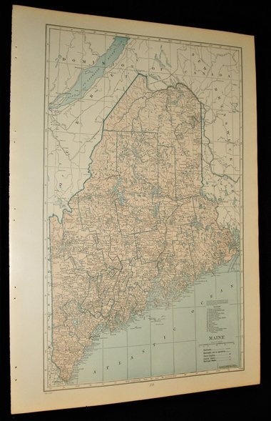 Vintage Map Atlas Page, Maine, 1932, Large 13.5" by 19.75"