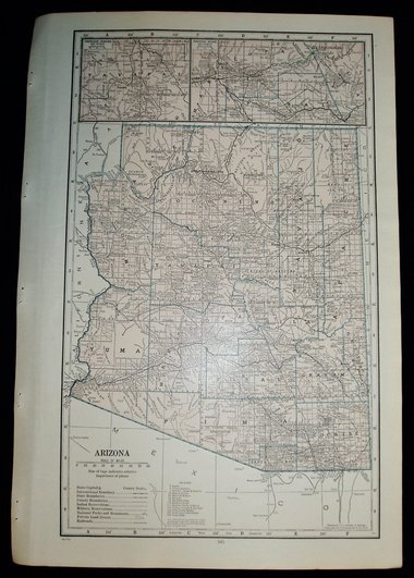 Map Page, Arizona, 1932, Large 13.5" by 19.75"