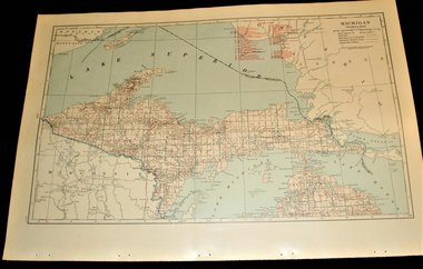 Map Page, Michigan, 1932, Large 13.5" by 19.75" 2 Full Pages