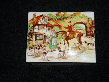 Trinket Jewelry Box, Lancaster & Sons, England, Hunting Scene
